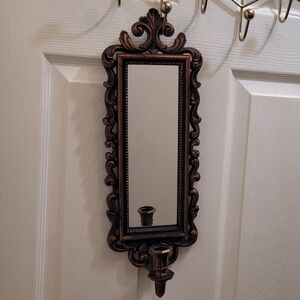 Vintage Syroco Ornate Bronze Wall Mirror Sconce